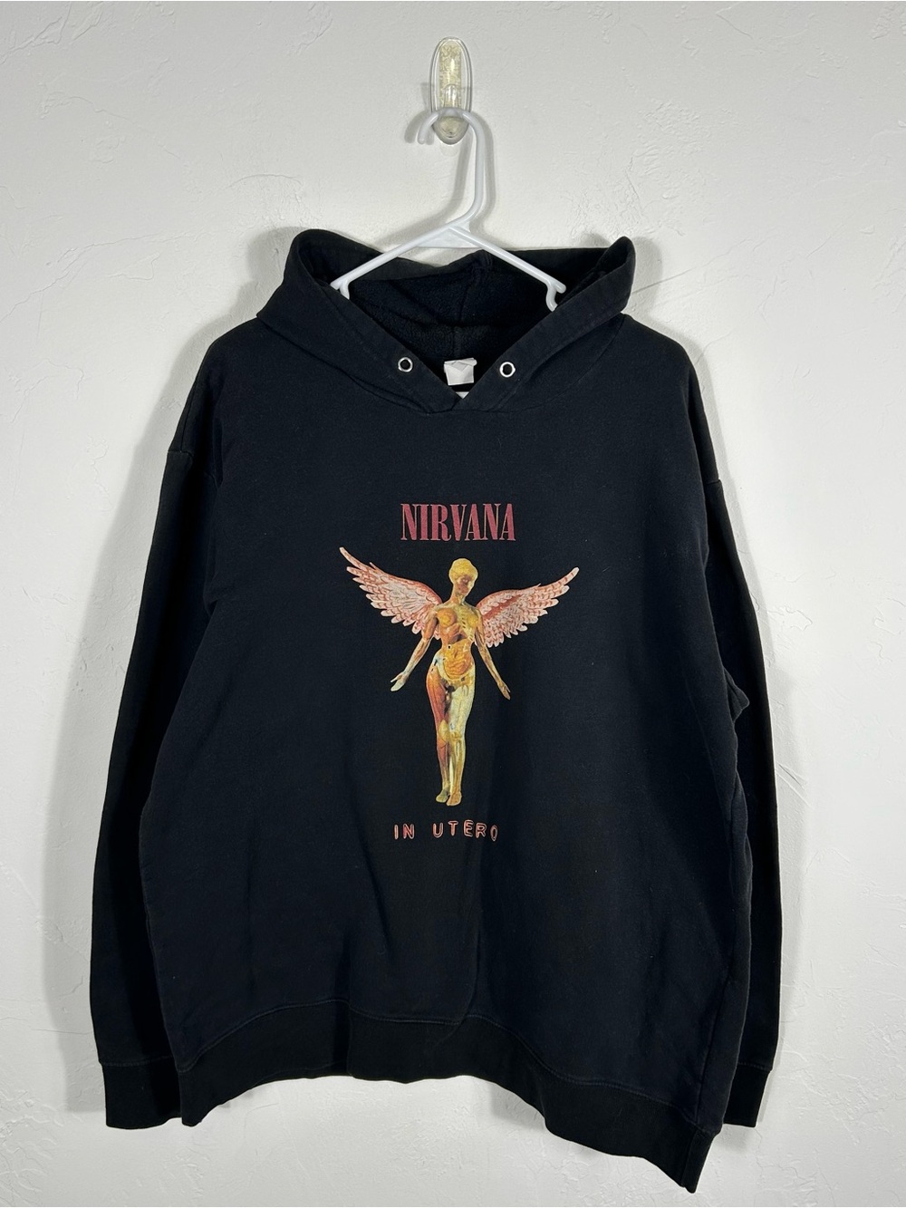 🔥🔥 NIRVANA In Utero Angel Graphic Hooded Tour Concert Merch Black Size 2XL - EUC